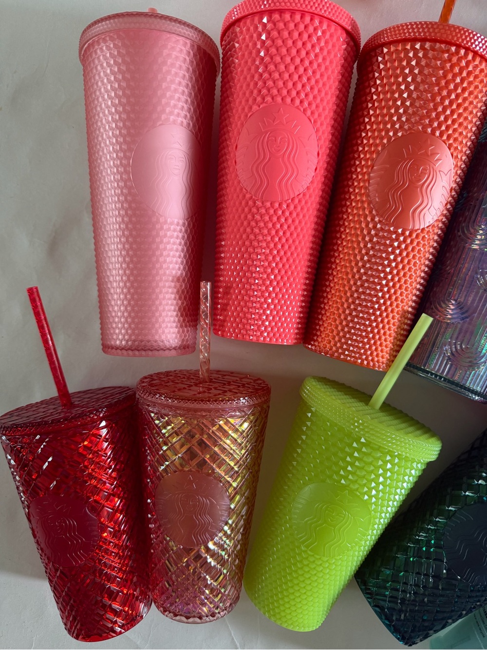 11 NWT Starbucks Textured Studded Tumbler Collection - Bright Multi Colors - Picture 2 of 8